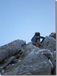 Matt leading the first pitch of Original Summer route, IV, 5.