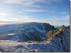 Looking past Pygmy ridge, Fluted buttress and Ficiall Buttress.