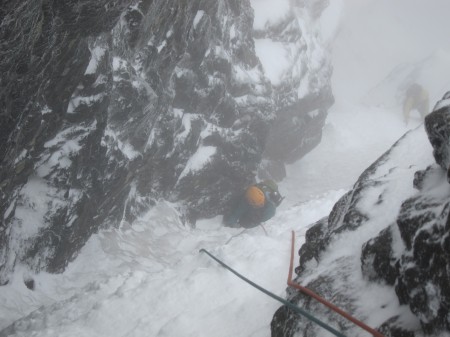 Lou seconding Comb Gully