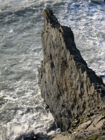 Climbers on "The Smile" after the tides come in!
