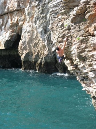 Climbing White Rhino Tea, in perfect DWS conditions - sunny!