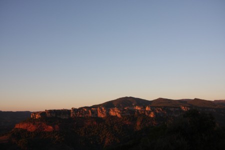 Siruana Village and crags in the evening light.