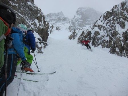 Mike Brownlow skiing in the Partou Couloir