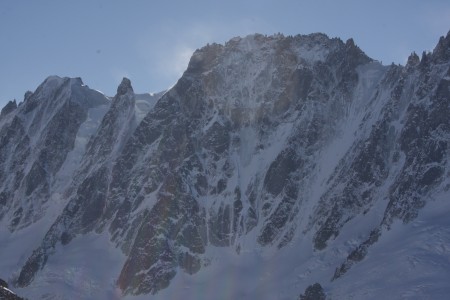 Looking across at the North face of Les Doites, pretty black and dry at the moment