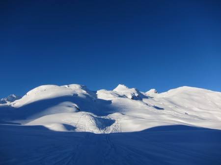 Skinning up towards Mont Rogneux