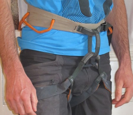 Arcteryx summer rock climbing harness. Four big gear loops, fixed leg loops.