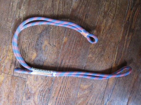 A purpose made cows tail from Beal. A larksfooted sling does the job, and is multi-purpose as well.