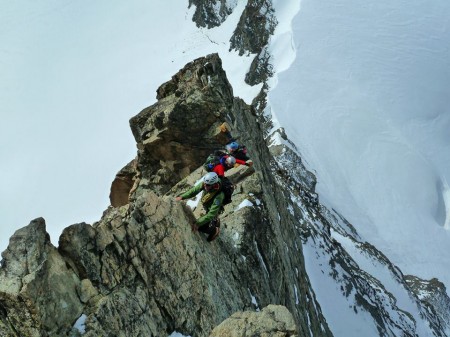 The crux pitch on the traverse of the Eveque