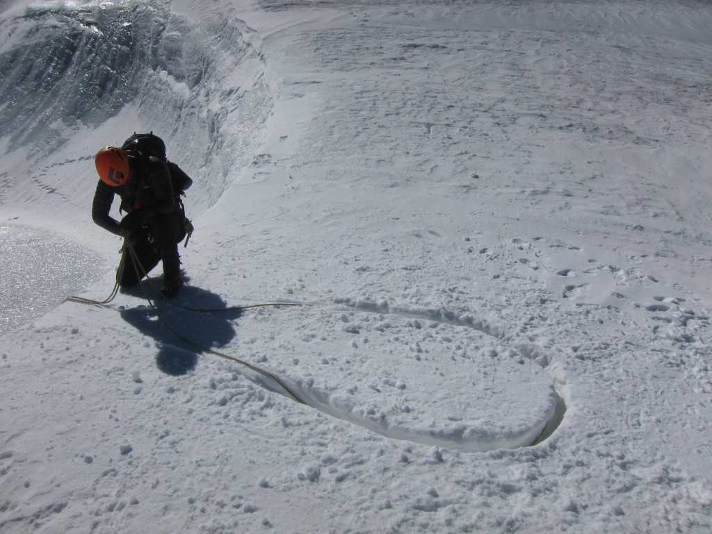 Preparing to abseil off a bollard