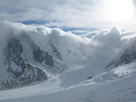 A stormy Argentiere Glacier, day 1