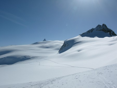 Almost there! The final climb towards the Tete Blanche and Matterhorn