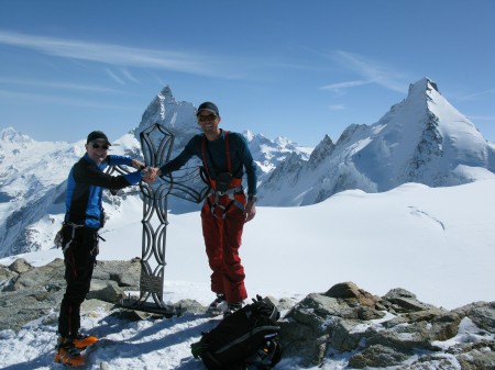 hand shakes and smiles, summit of Tete Blanche