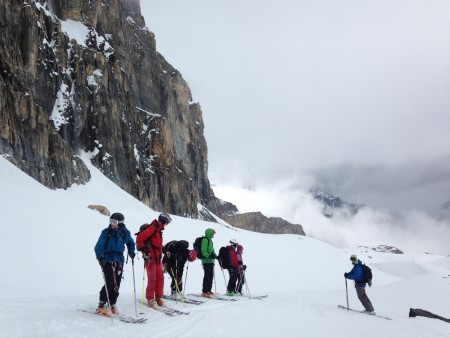Pretty heavy soggy snow on the way down. But still good fun.