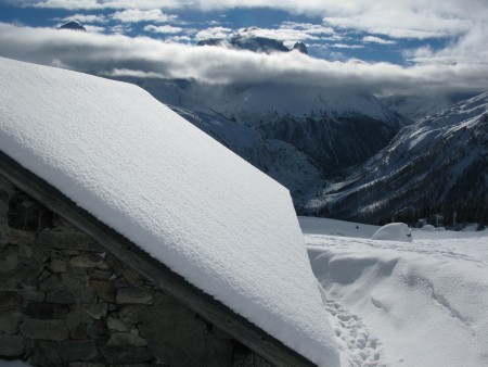 Looking across at the Chamonix skyline from the Loriaz refuge