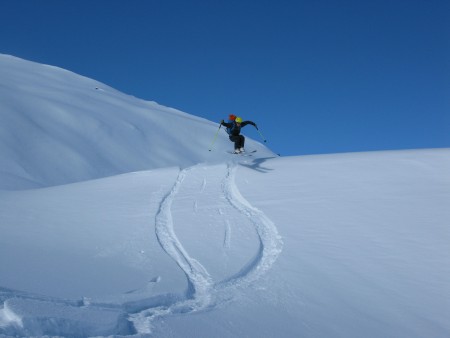 Loic making use of the fat skis!