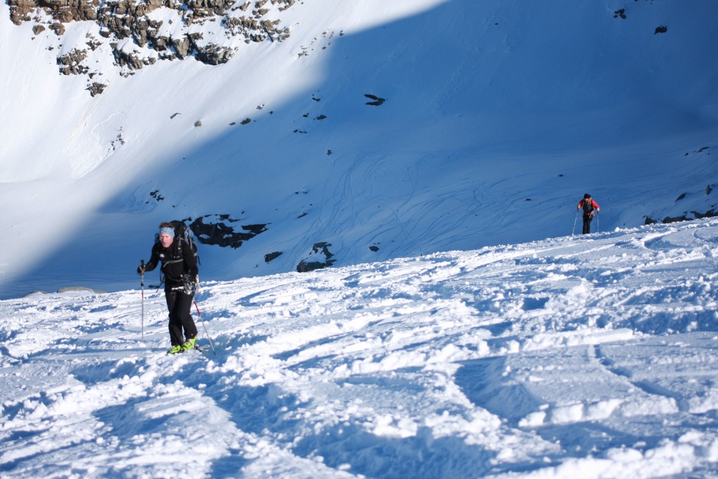 Touring up through the powder above the refuge