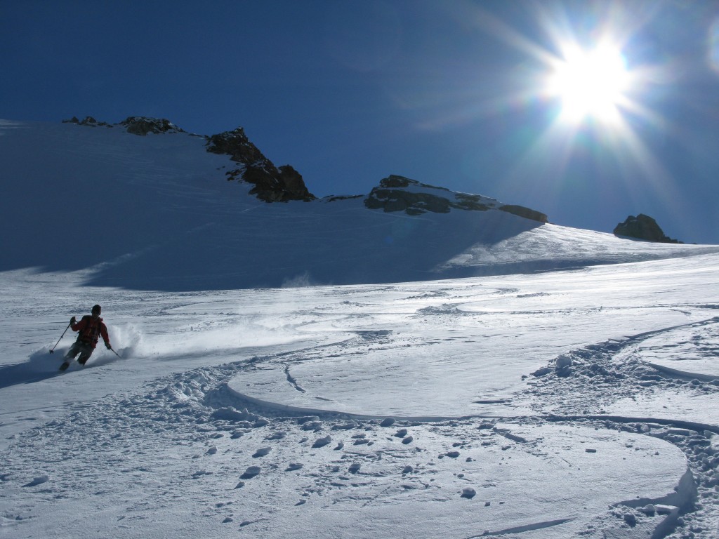 Powder snow on the middle section of the Armancette