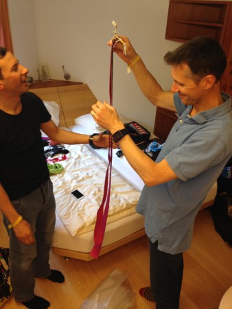 Misha and Ivor comparing skin length.