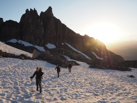 Sun coming up on the Trient Glacier - always a good time of day.