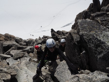 The last section of scrambling up to the Aiguille du Tour