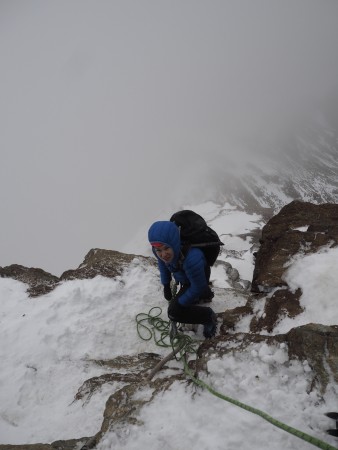 Tough conditions high up on the Hornli ridge, Matterhorn.
