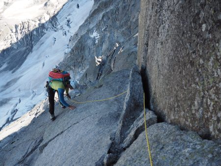 Pat climbing low down on the spur