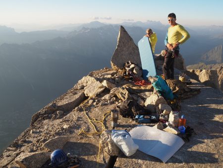 The five star bivouac ledge. Pretty flat and amazing views