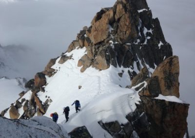 Snowy conditions on an easier section of the route