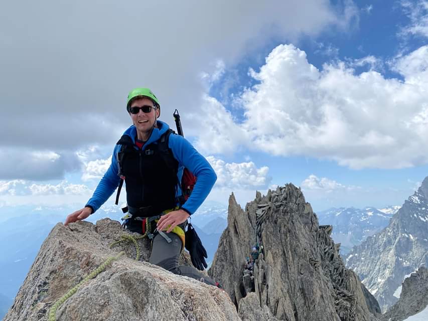 Traversing the Aiguilles Entreves.